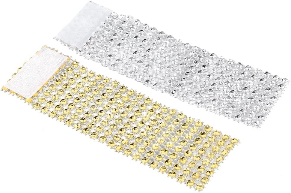Yosoo 50/100 Silber/Gold Strass Serviette Ringe 8 Reihen Stuhl Schärpe Ring Diamant-Ineinander Greif