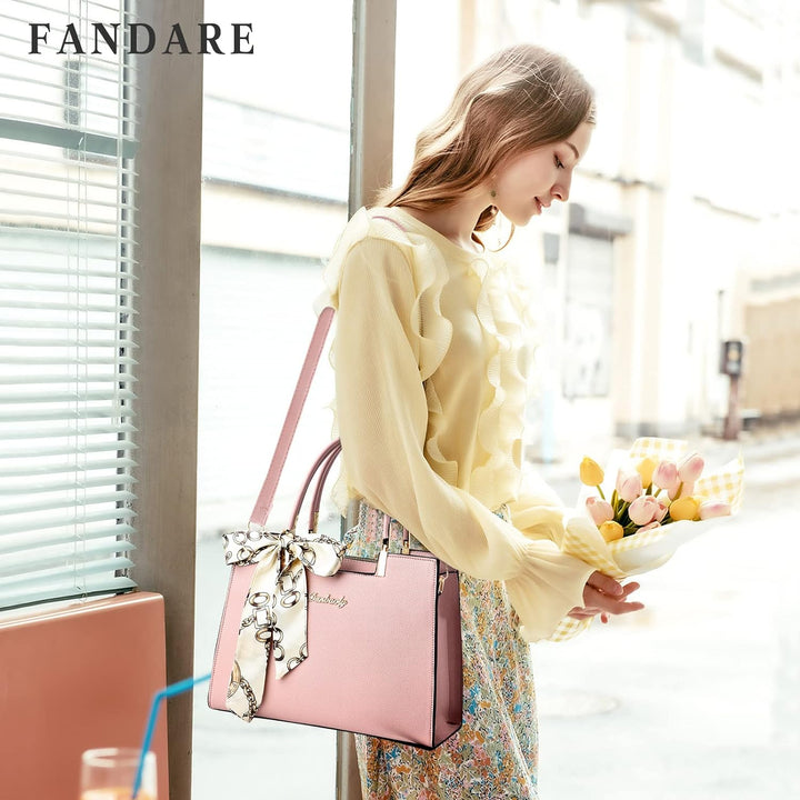FANDARE Damen Handtasche Grosse Henkeltaschen Elegante Schultertasche Umhängetaschen PU-Leder Tote B