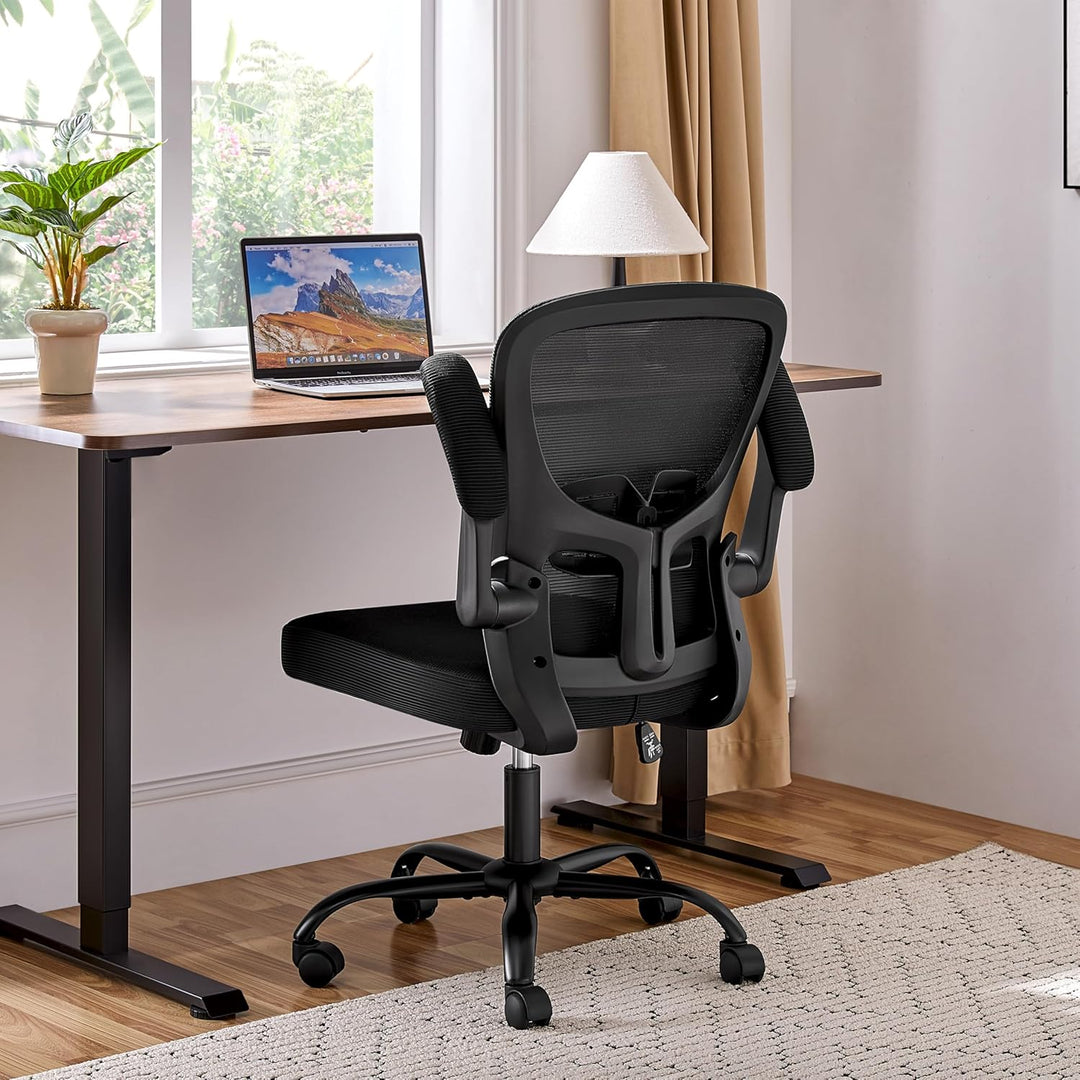 Yaheetech Bürostuhl mit hochklappbaren Armlehnen, Schreibtischstuhl mit erstellbaren Lendenwirbelstü