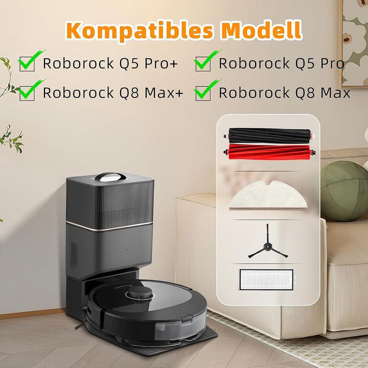 20 Stück Zubehörset für Roborock Q5 Pro / Q5 Pro+ / Q8 Max / Q8 Max+ Staubsauger, Ersatzteile Enthäl