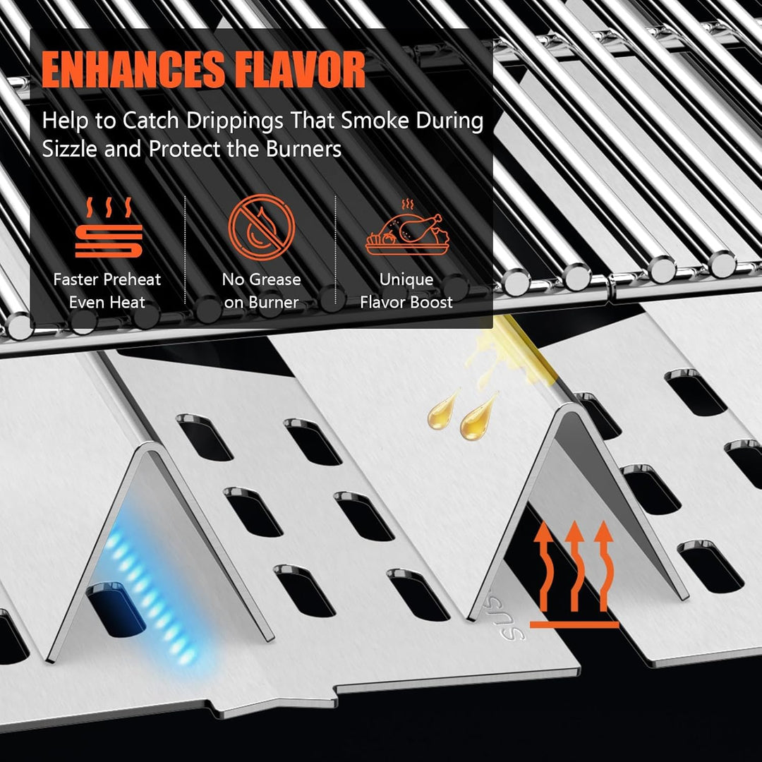 QuliMetal 44,5cm Flavorizer Bars 7620 1,3mm Dicke für Weber Genesis E310 E320 S310 S320, E/S 330 (mi