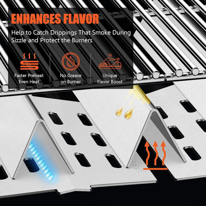 QuliMetal 44,5cm Flavorizer Bars 7620 1,3mm Dicke für Weber Genesis E310 E320 S310 S320, E/S 330 (mi