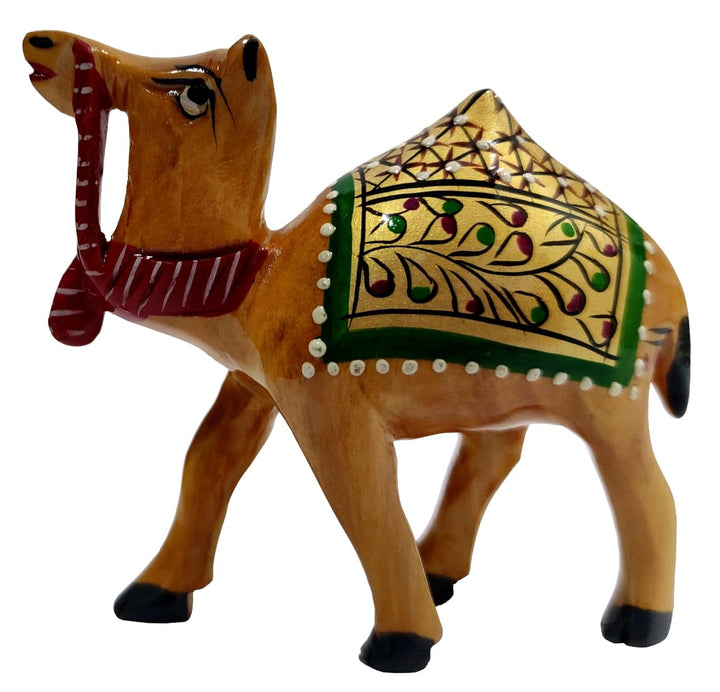 Purpledip Holz Camel mit schönen Fine Gold Malerei; Miniatur Idol Geschenk (11257 Ordner Plastik Eco