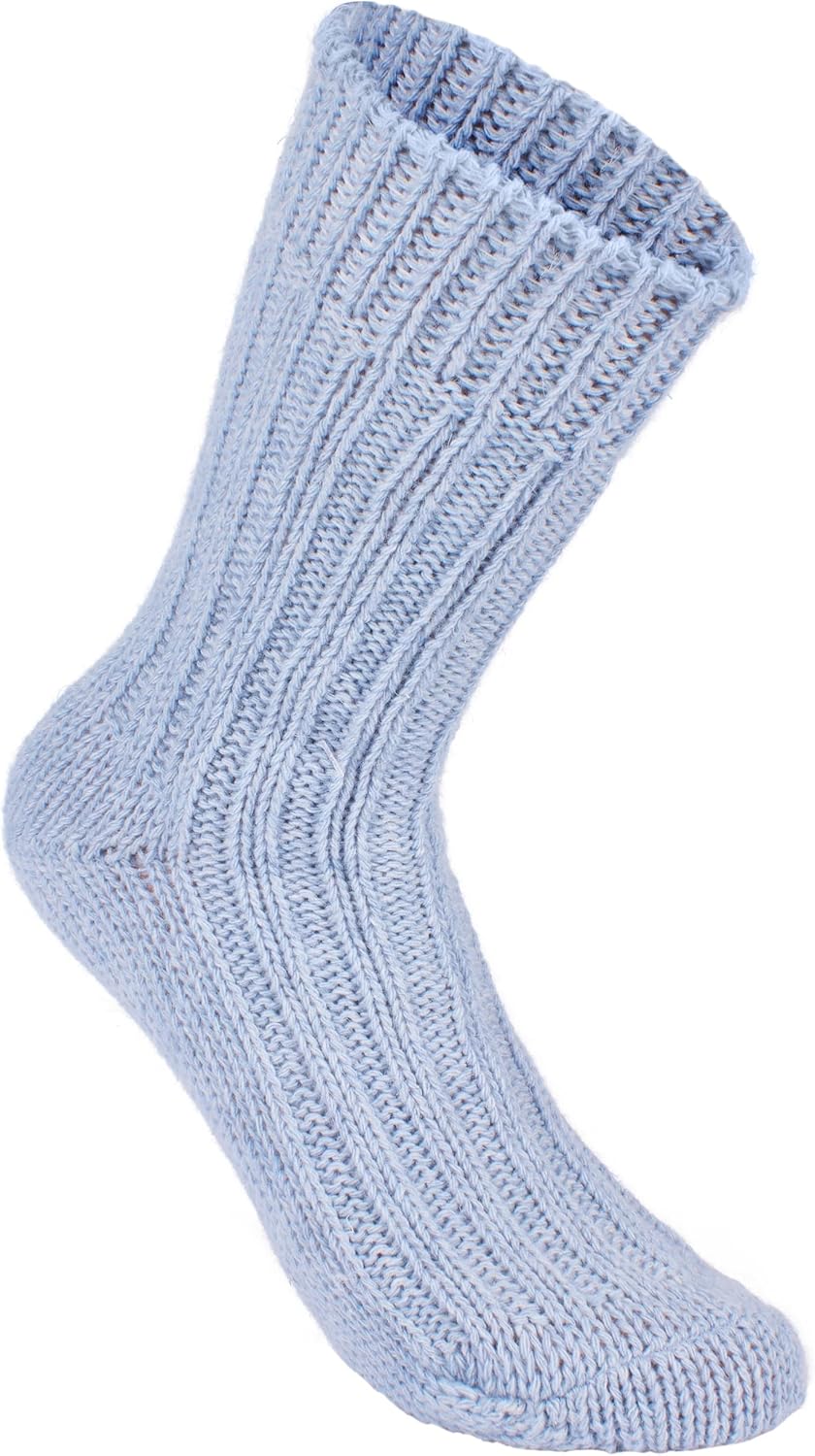 Brubaker 4 Paar Alpaka Socken sehr dick flauschig und warm - reine Alpakawolle 35-38 Blau- und Graut