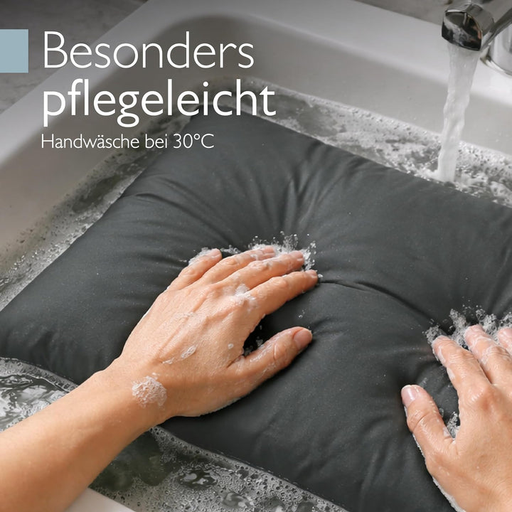 Beautissu Lounge Kissen Outdoor 70x70 cm Anthrazit – Bequemes Sitzkissen Gartenstuhl 10 cm dick Sitz