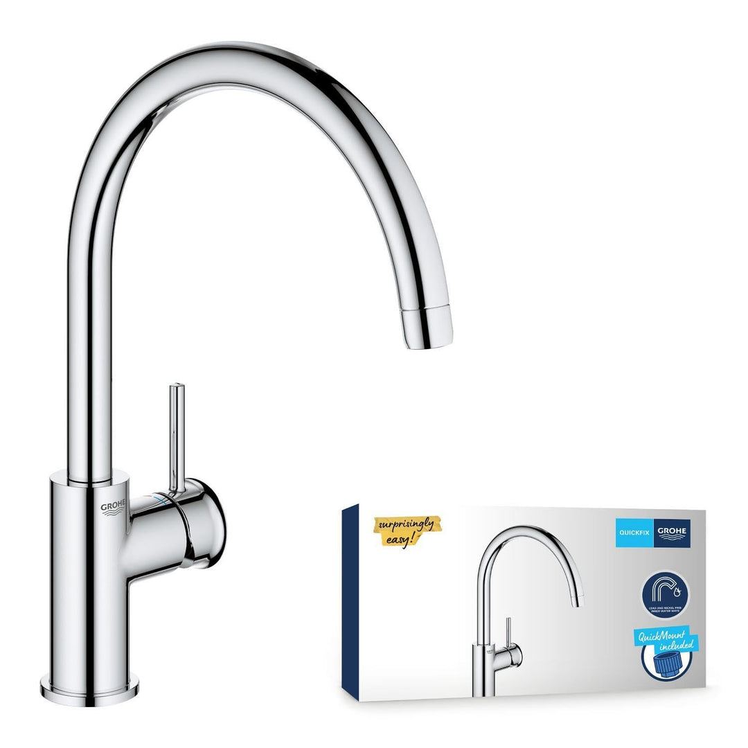 GROHE Start Classic - Einhand- Spültischarmatur (C- Auslauf, Schwenkbereich 360°, flexibler Anschlus