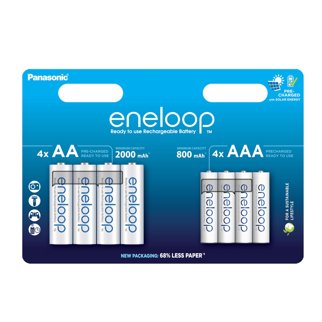eneloop, AA/Mignon + AAA/Micro NI-MH Akku, 8er-Pack, Kapazität mit min. 2000 + 800 mAh, Ready-to-Use