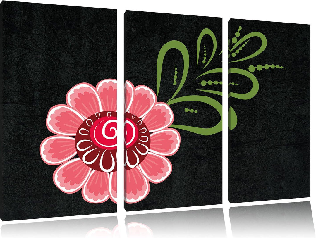 Pixxprint Hübsche rosa Blume als Leinwandbild/Grösse: 3 Teilig (120x80) cm/Wandbild/Kunstdruck/ferti