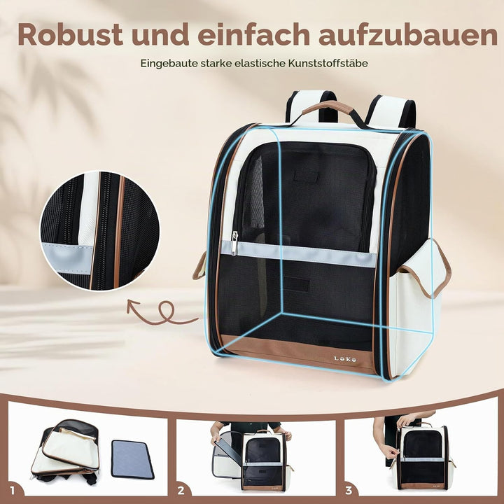 HundeRucksack und KatzenRucksack für Mittel/Kleine Haustiere(2-8KG), Haustier Rucksack mit Netzfenst