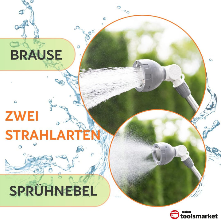 Gartendusche & Sprühnebel 2in1, Höhe 175-230 cm Sprühwinkel verstellbar Stabil mit Dreibein Aussendu