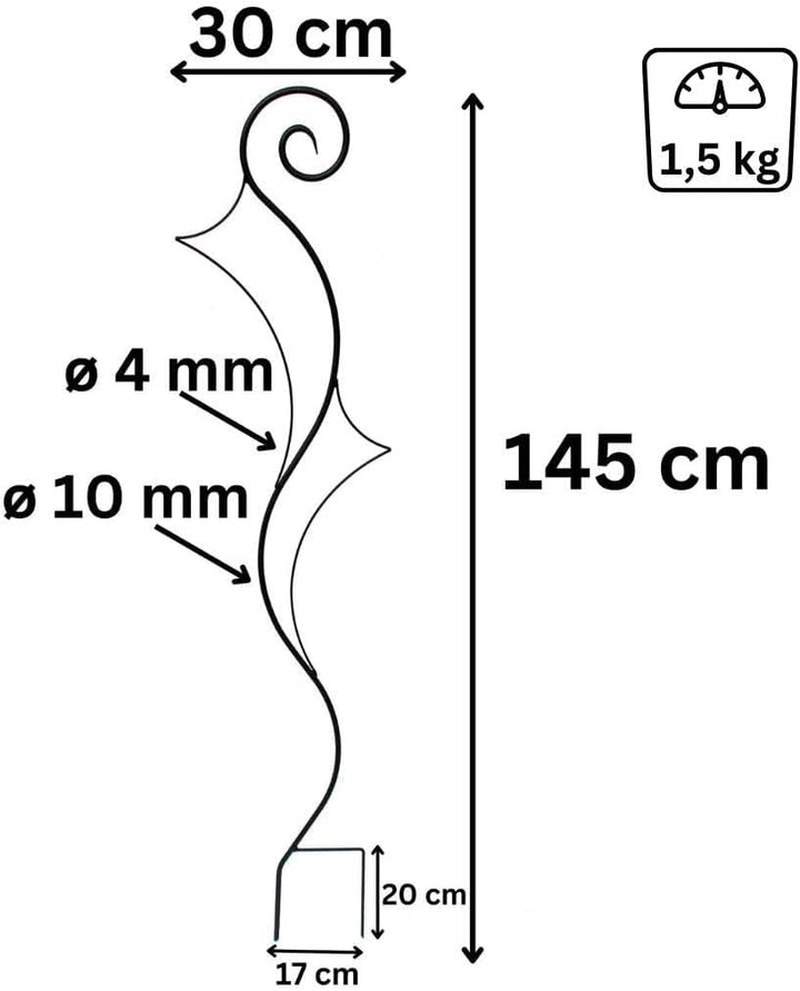 Rankhilfe Metall Bodenstecker Riva Rankgitter Höhe 148 cm Breite 30 cm Kletterhilfe Klettergerüst Vo