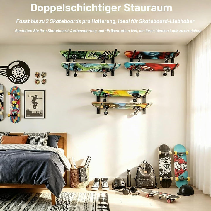 Bijun Wandhalterung für Skateboards, Wandaufsteller für Snowboard, Wandhalter für Ski, Horizontal, W