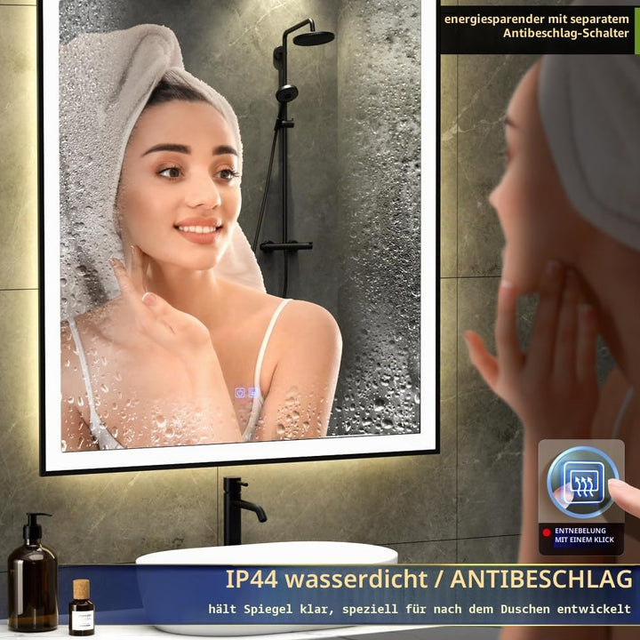 LED Badezimmerspiegel, Make-up Kosmetikspiegel Wandmontage, Grosser moderner rahmenloser beleuchtete