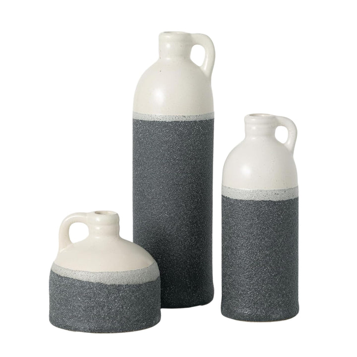 Sullivans Modern Farmhouse CM2945 Keramikkännchen, zweifarbig, Schwarz und Weiss, 3 Stück, 10,2 cm,