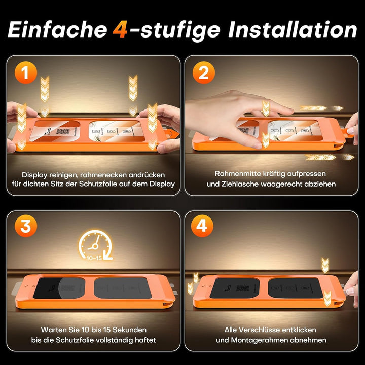 TOCOL für iPhone 16 für Panzerglas Sichtschutz, Stossfest Full Screen Auto-Installation 0 Blasen 9H