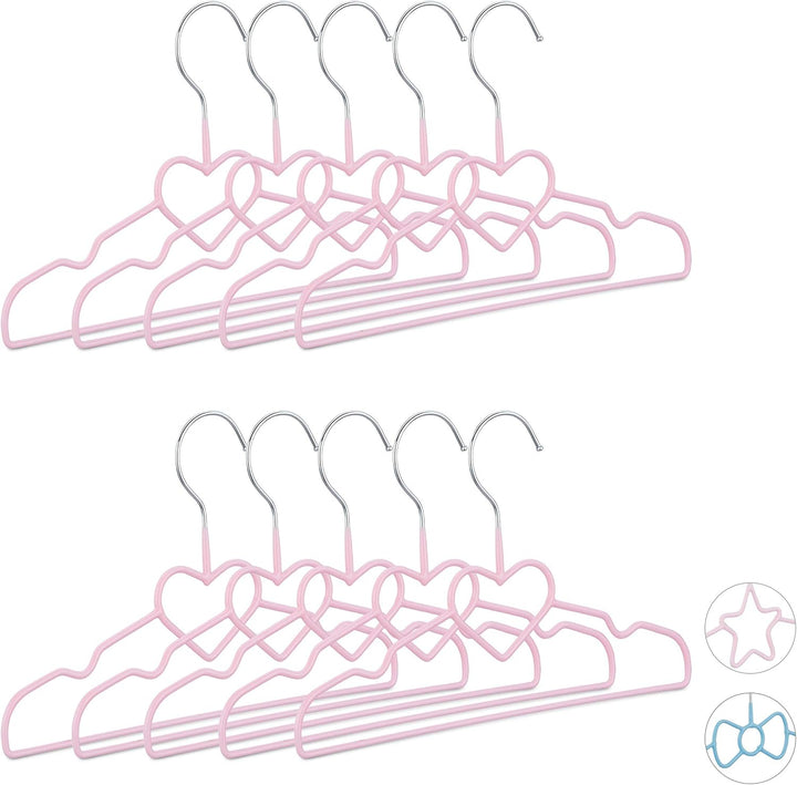 Relaxdays 20 x Kinderkleiderbügel Herz, Drahtbügel, Babybügel, dekorativ & platzsparend, Kinderbügel