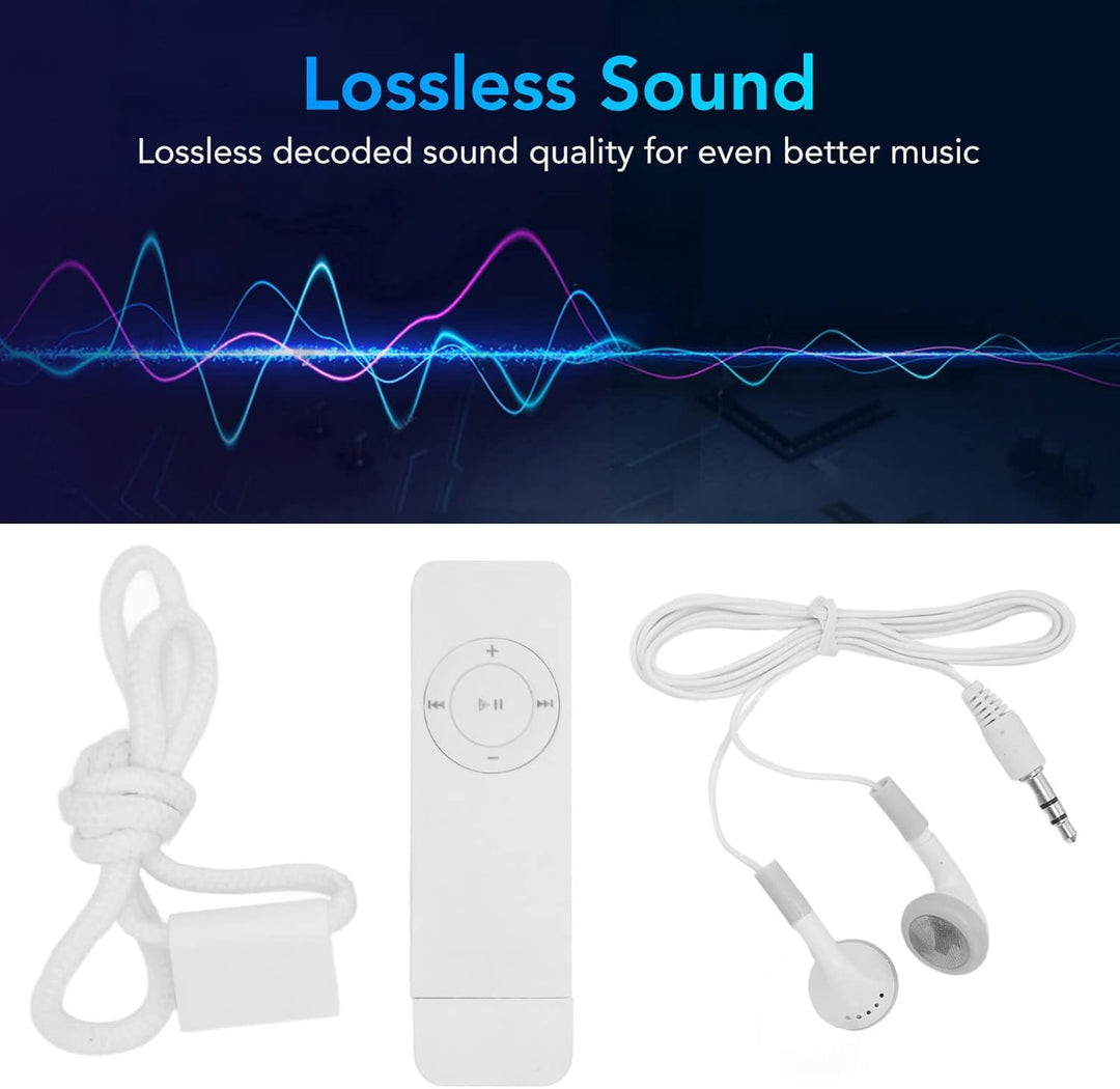 GOWENIC MP3 Player, 64 GB, Weiss, Musikplayer mit integriertem 180 mAh unterstützt Audiobücher und H
