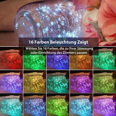 120er Bunt LED Lichterkette Innen Strombetrieben, 12M 16 Farben 132 Modi Lichterkette Aussen Strom D