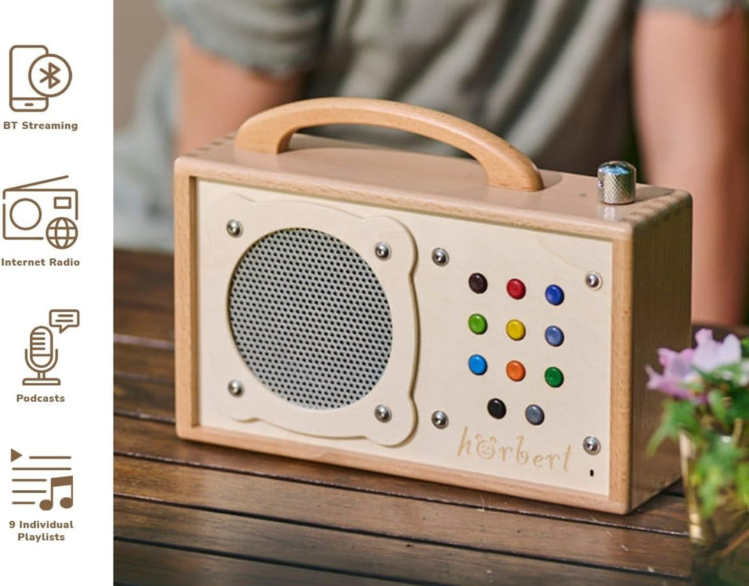 hörbert 3.0 für Kinder + deutsche Inhalte. Mit 9 Playlists, SD-Card, Mikrofon und USB-C Ladeanschlus