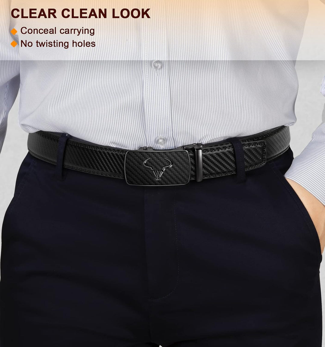 KEMISANT Gürtel Herren, Ledergürtel Ratsche Automatikschliesse für Herren Business Anzug,Breit 35mm,
