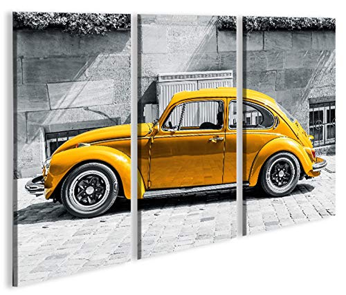 islandburner Bild Bilder auf Leinwand Käfer Kult Auto Beetle 3p XXL Poster Leinwandbild Wandbild Dek