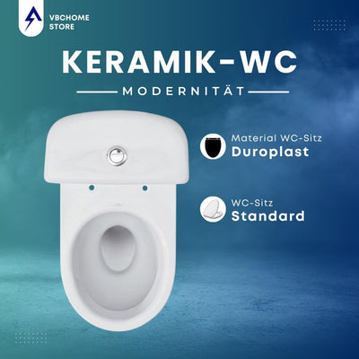 VBChome Stand- WC Toilette Keramik Komplett -Design- Set mit Spülkasten WC- Sitz aus Polypropylen fü