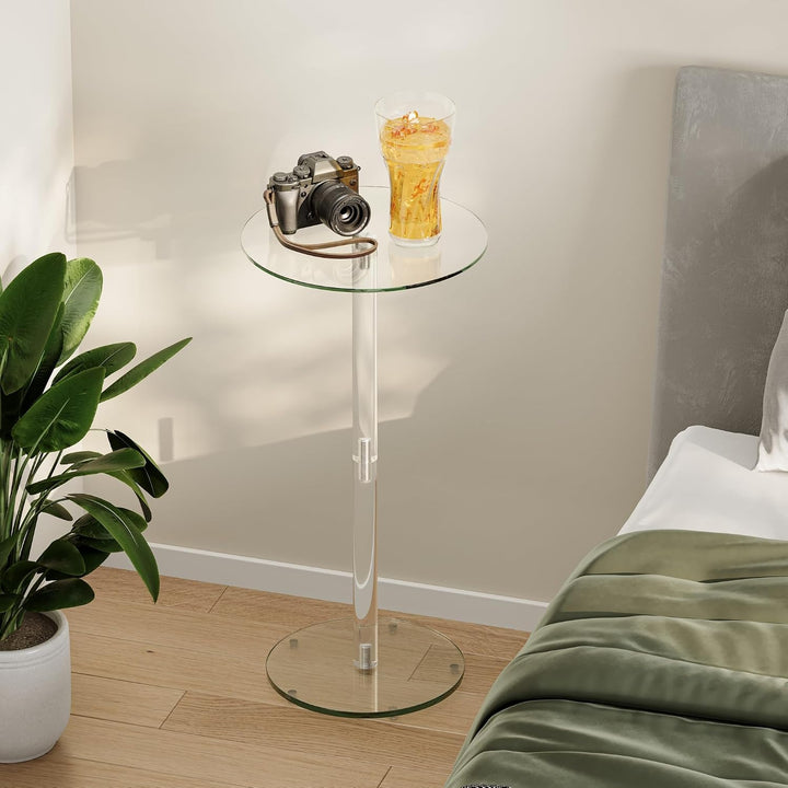 Beistelltisch Rund Glas Transparent Klein Side Table Wohnzimmer LET524TR, Rund