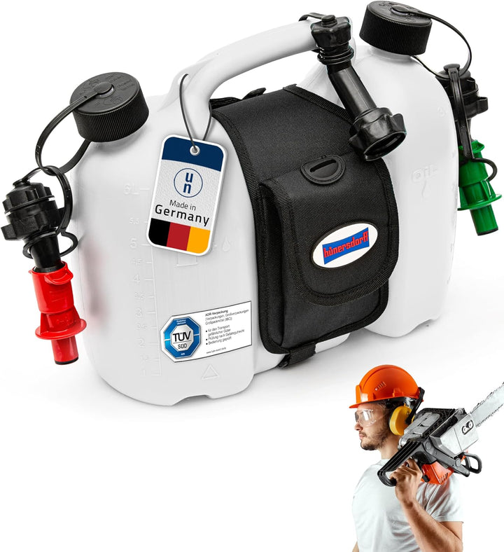hünersdorff 804962 PROFI Doppelkanister / Kombikanister für Kraftstoff und Öl mit Satteltasche und z