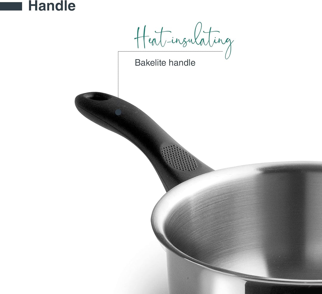 Lacor - 31320 - Garinox Gerader Topf mit Ausgiesser, Edelstahl, Ausgiesser, ergonomischer Bakelitgri