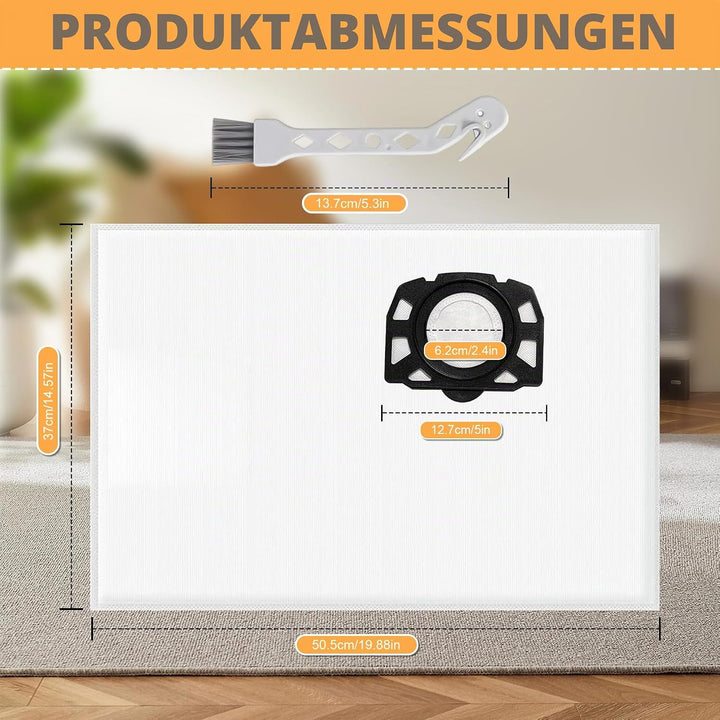 12 Staubsaugerbeutel für Kärcher WD2/WD2 Plus / WD3 / KWD1 / KWD2 / KWD3 / SE 4001 / SE 4002 / WD3.2