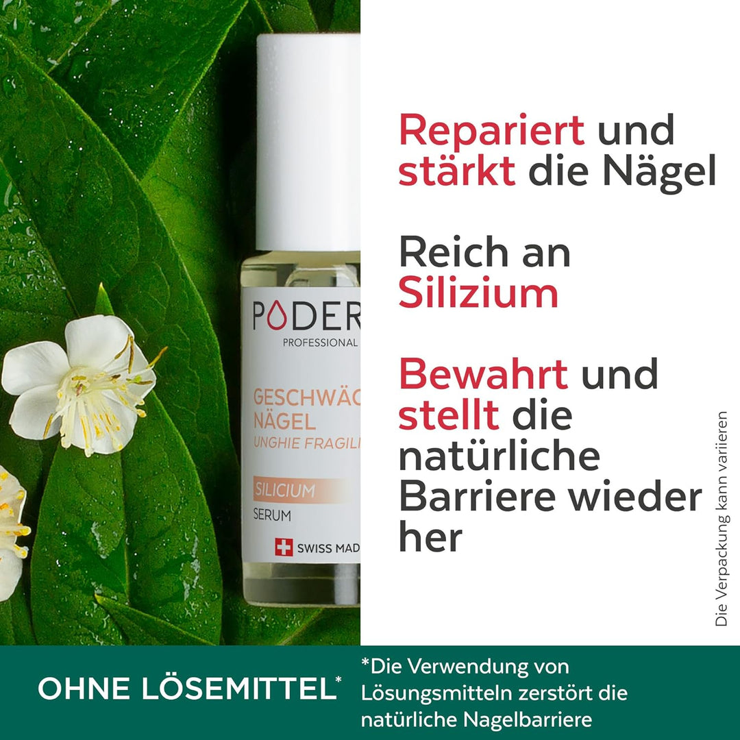 PODERM - STRAPAZIERTE NÄGEL CHEMOTHERAPIE – Serum Silicium - Beruhigt, kräftigt und repariert - Schü