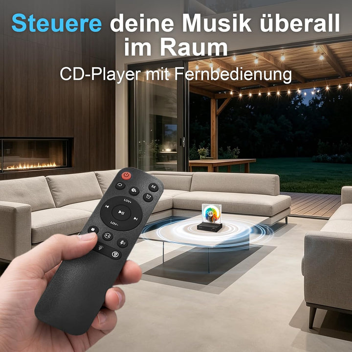MYDASH Tragbarer CD Player mit Bluetooth 5.4 &amp; Lautsprecher - Schwarz, Schwarz