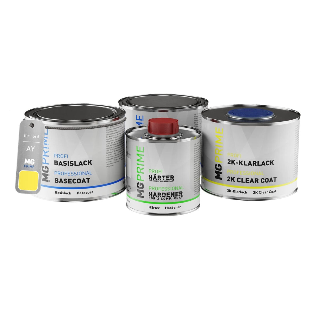 MG PRIME Autolack Dose Set für Ford AY/NADCAXXA Zinc Yellow/India Gelb Grundlack Basislack 2K Klarla