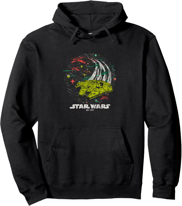Star Wars Millennium Falcon Vintage Space Fight Pullover Hoodie