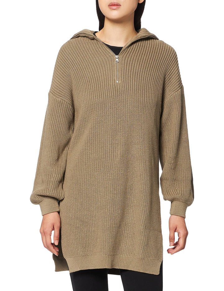 NA-KD Damen Side Slit Knitted Sweater Pullover S Khaki, S Khaki