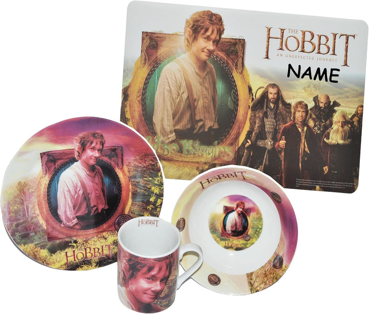 alles-meine.de GmbH 4 TLG. Geschirrset Hobbit - Herr der Ringe - Porzellan Tasse + Teller + Müslisch