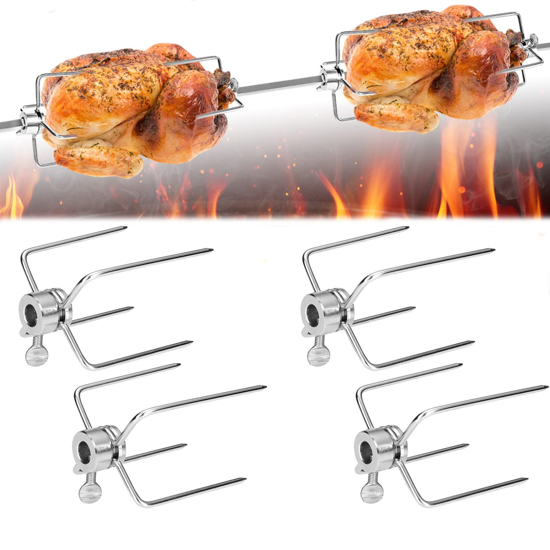 Fleischklammer 4 Stück Fleischnadeln für Grillspiess,304 Edelstahl Hitzebeständig und rostfrei Multi