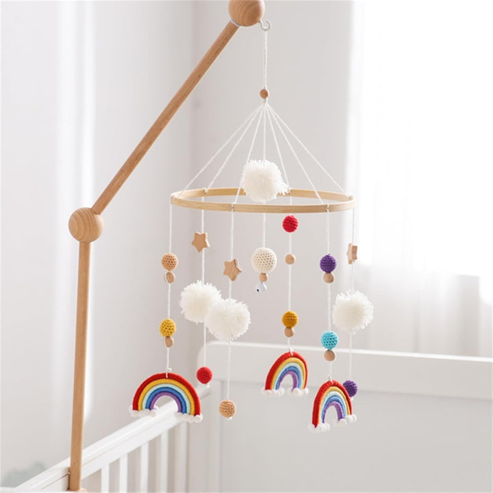 Herfair Mobiles Baby, Regenbogen Babybett Hölz Windspiele mit Bäll, Baby Mobile, Anhänger Babyzimmer