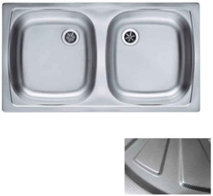 VBChome: Doppelbecken Einbauspüle 780 x 435 mm Camping Küchenspüle - Leinenstruktur Alveus Basic 160