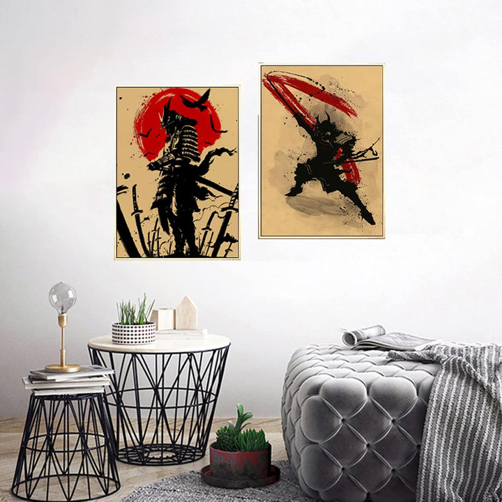 UGZDEA Japanese Samurai Leinwand Bilder, Japanese Bushido Art Portrait Poster Modern Dekoration Post