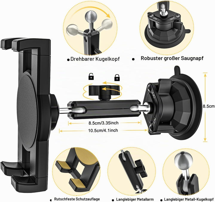 Robust Auto Tablet Halterung Starkem Saugnapf - Tablet Autohalterung Vorne, Armaturenbrett Windschut