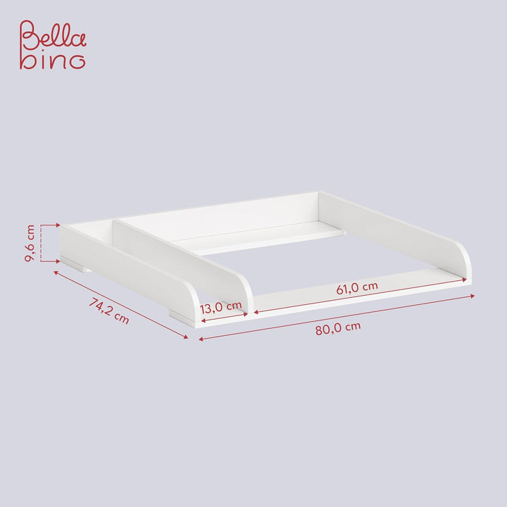 BELLABINO Oti Wickelaufsatz - Wickeltischaufsatz für Malm, Hemnes, Nordli Kommoden in weiss - Normal