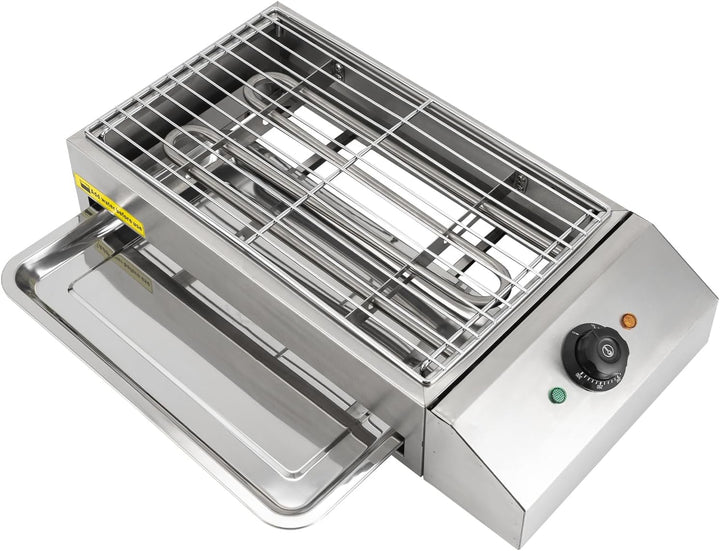 Tischgrill Elektrisch, Barbecue Elektrogrill mit Abnehmbares Edelstahl Grillrost, 2600W Einstellbare