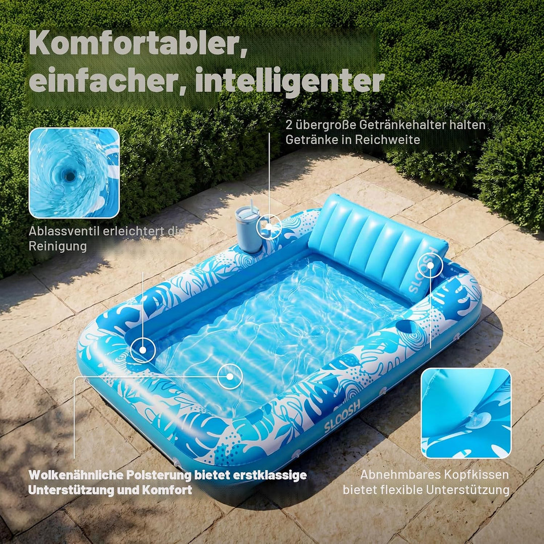SLOOSH Aufblasbare Tanning Pool, 70" x 46"/ 85" x 57" Grosse aufblasbarer Luftmatratze für Erwachsen