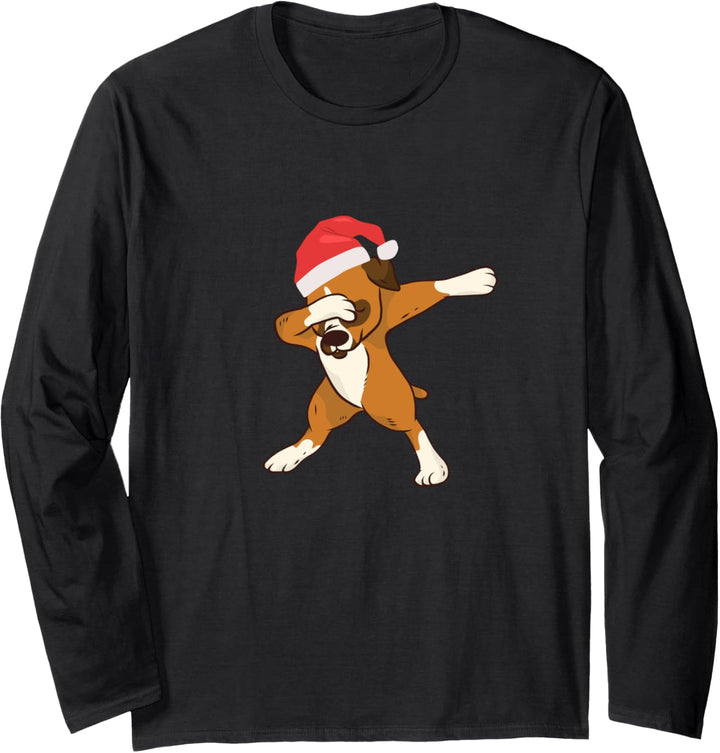 Dabbing Boxer Merry Christmas Xmas Deutsche Boxer Weihnachts Langarmshirt