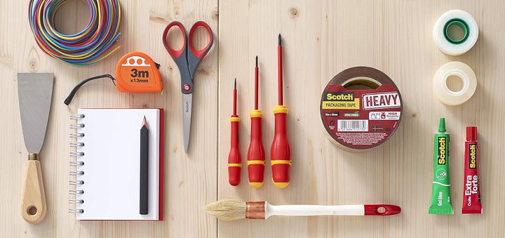 3M Scotch Abroller für Paketklebeband + 2 Rollen Scotch Hochwertiges Klebeband, 50 mm x 66 m, Braun