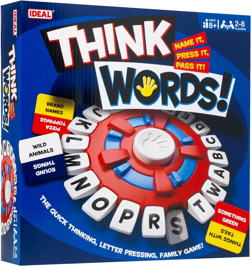 IDEAL , Think Words: The Quick Thinking, Letter Pressing Game!, Family Games, for 2-8 Players, Ages