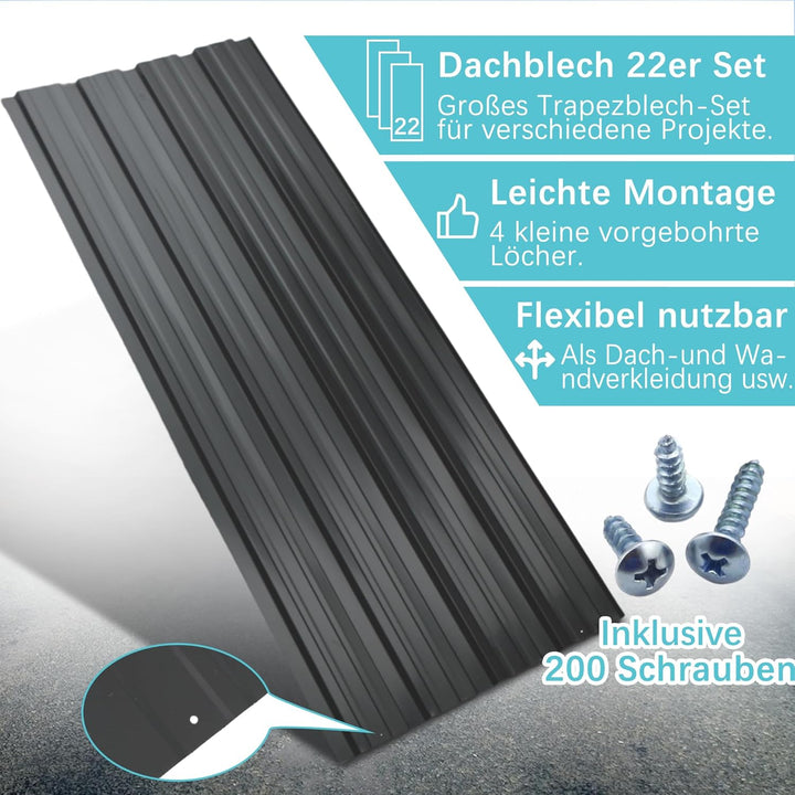 Thanaddo 22er Set Profilblech Trapezblech mit Schraube Blech Metall Dachblech Dach Platten Stahlblec
