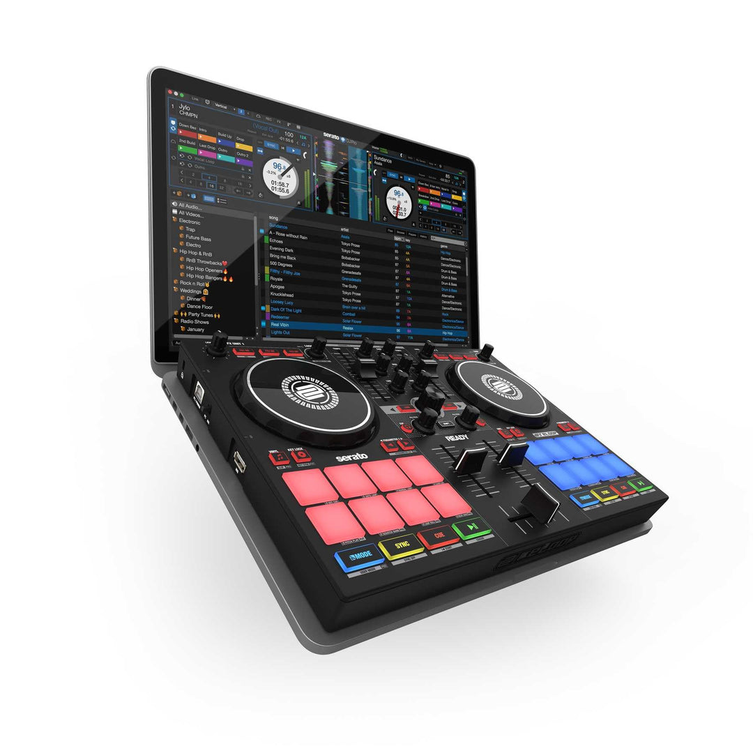 Reloop Ready - Kompakter 2-Deck-DJ-Controller für Serato DJ Lite (inklusive) & DJ Pro,16 grosse RGB-