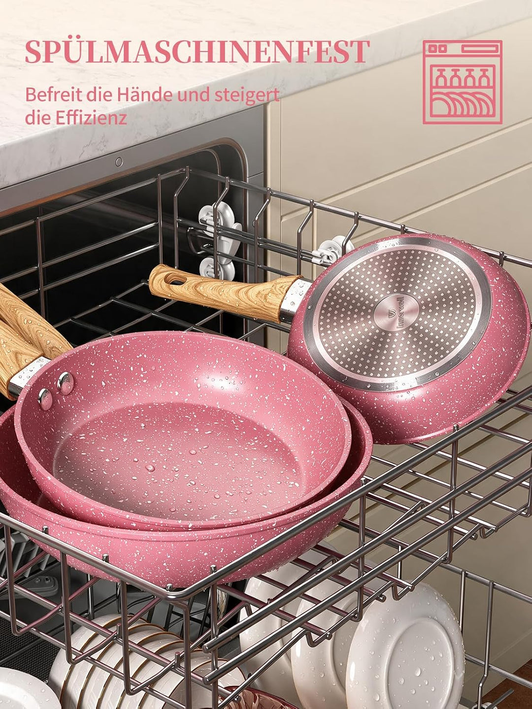 Innerwell Antihaft Bratpfanne 20cm Rosa Granit Beschichtet Pfannen Pfanne Klein Induktion PFOA-freie